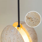 Yellow Travertine Pendant Lamp, Wabi-Sabi