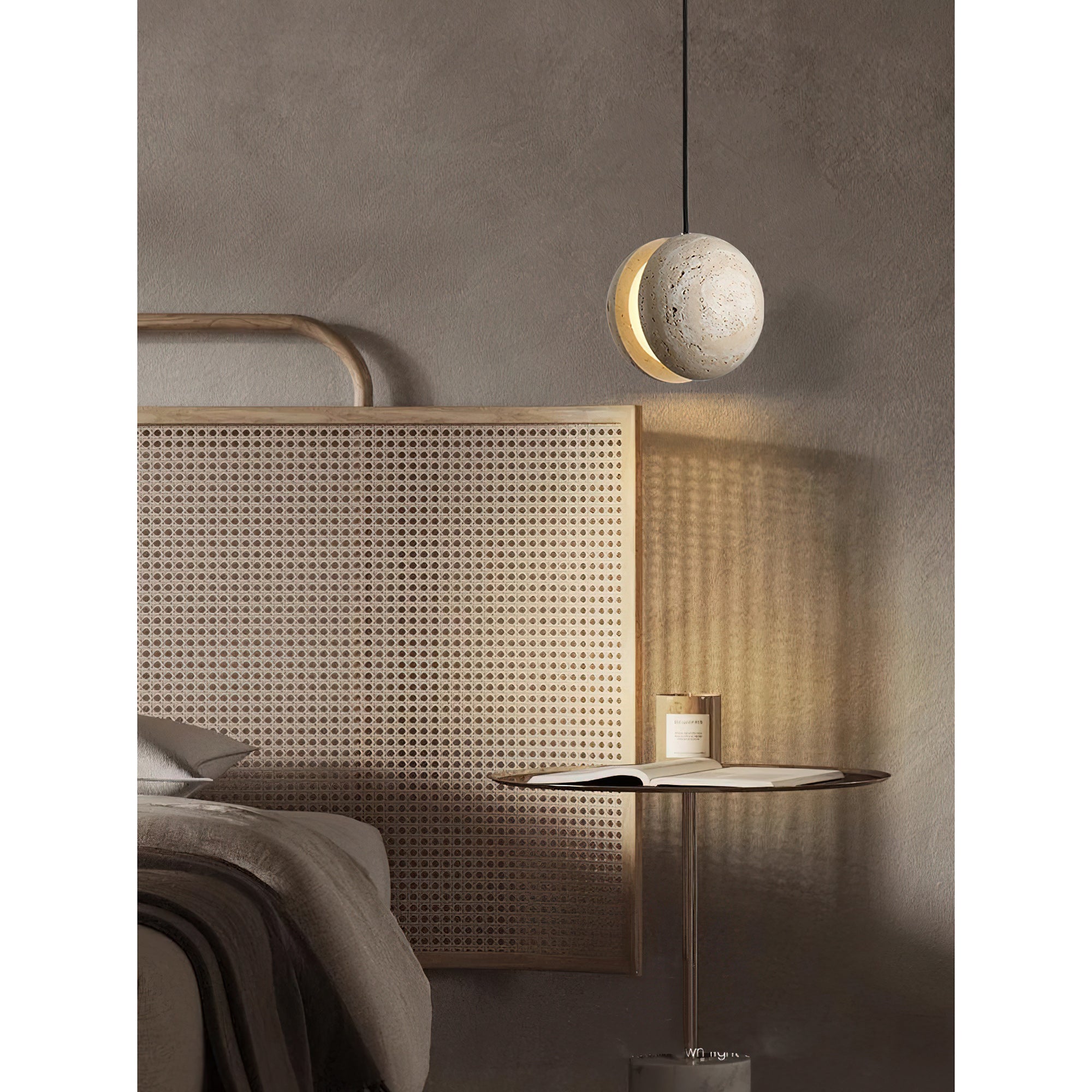 Yellow Travertine Pendant Lamp, Wabi-Sabi