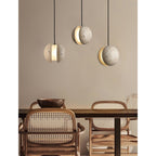Yellow Travertine Pendant Lamp, Wabi-Sabi