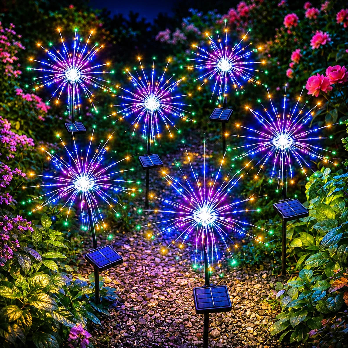 Solvene Fireworks Solar Garden Lights – 120 LED IP65 Outdoor Lighting (Set of 6)