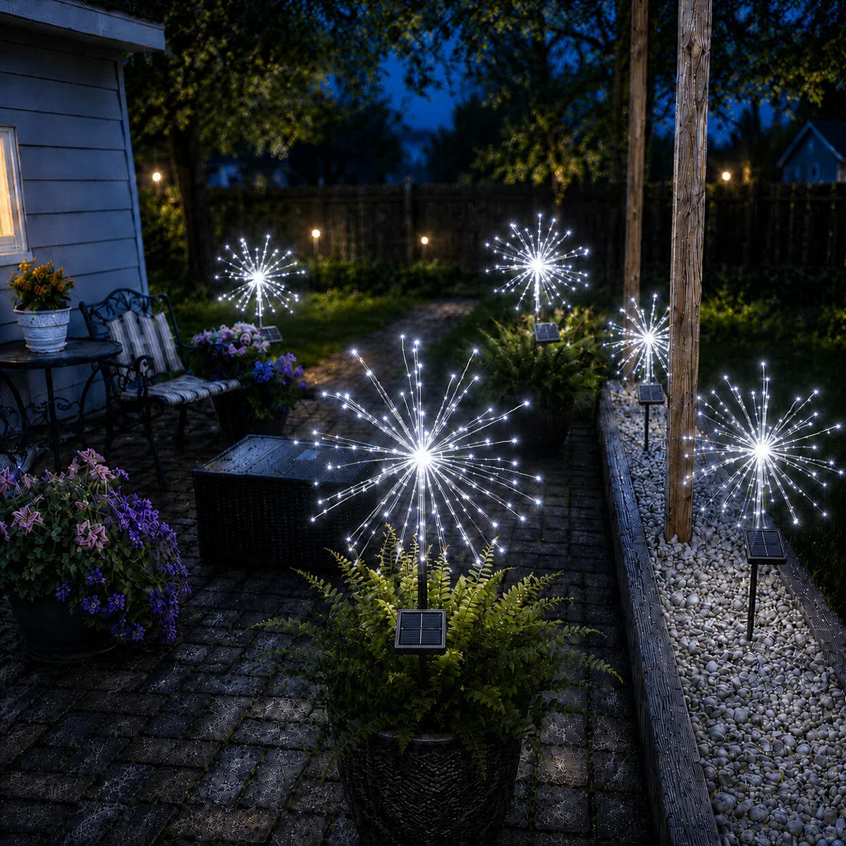 Solvene Fireworks Solar Garden Lights – 120 LED IP65 Outdoor Lighting (Set of 6)