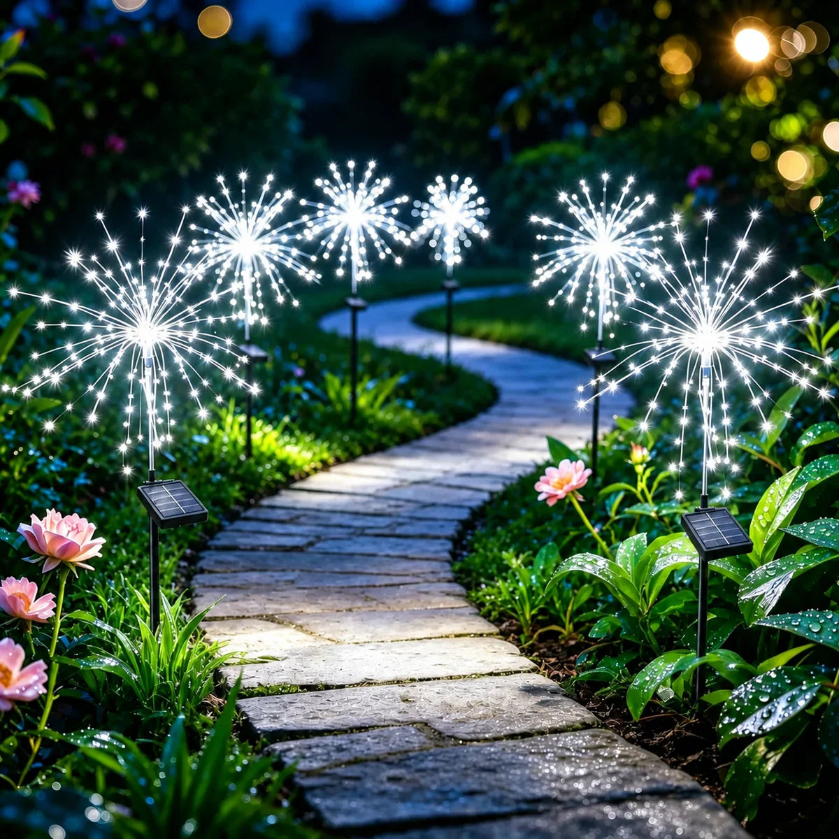 Solvene Fireworks Solar Garden Lights – 120 LED IP65 Outdoor Lighting (Set of 6)