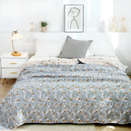 SummerLeaf: Cotton blankets made of four-layer gauze with floral & leaf print – for bedroom & sofa