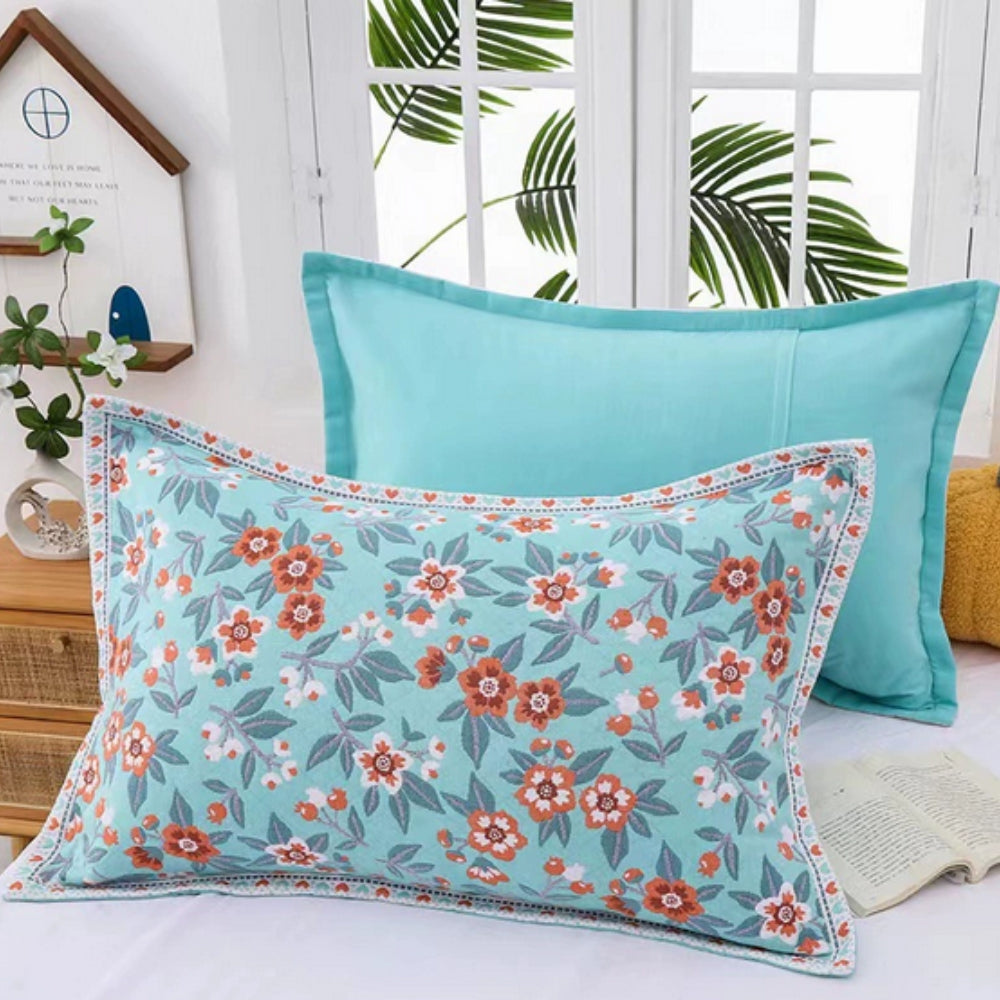 Summer Blossom: Pillowcase with Floral Print – Stylish & Durable for Bedroom & Guest Room (Set of 2)