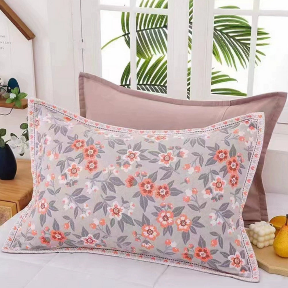 Summer Blossom: Pillowcase with Floral Print – Stylish & Durable for Bedroom & Guest Room (Set of 2)