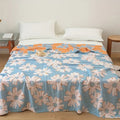 Summer Meadow: Cozy Cotton Blanket with Daisy Print & 4-Layer Gauze – for Sofa & Bed
