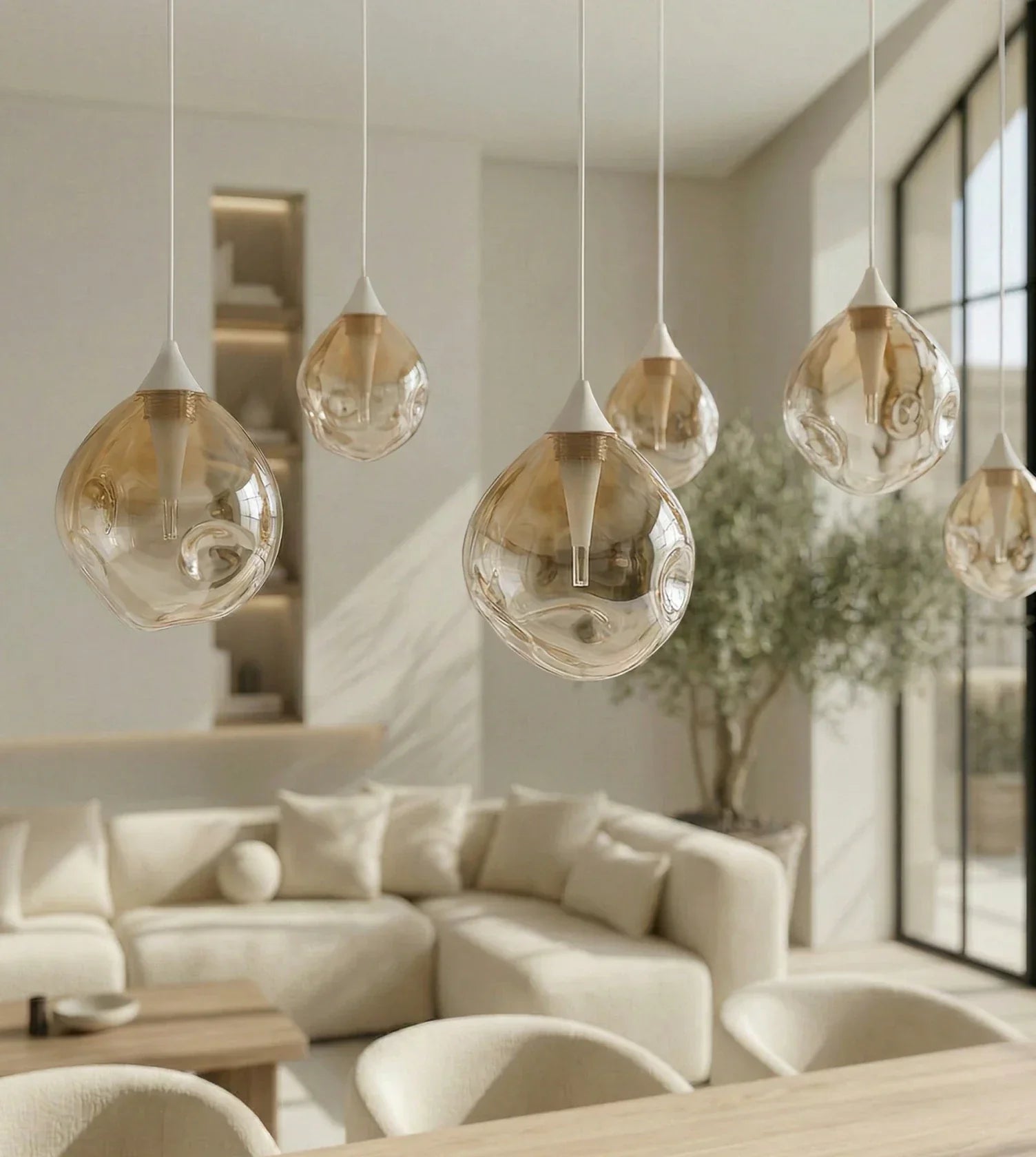 Wela LED Pendant Light | Mouth-Blown Glass, 6 Flames