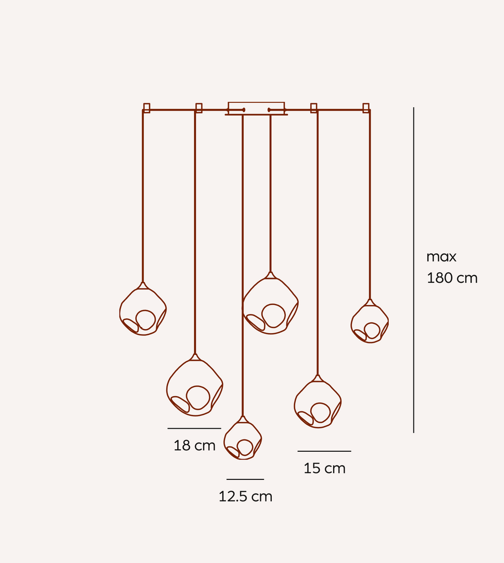 Wela LED Pendant Light | Mouth-Blown Glass, 6 Flames