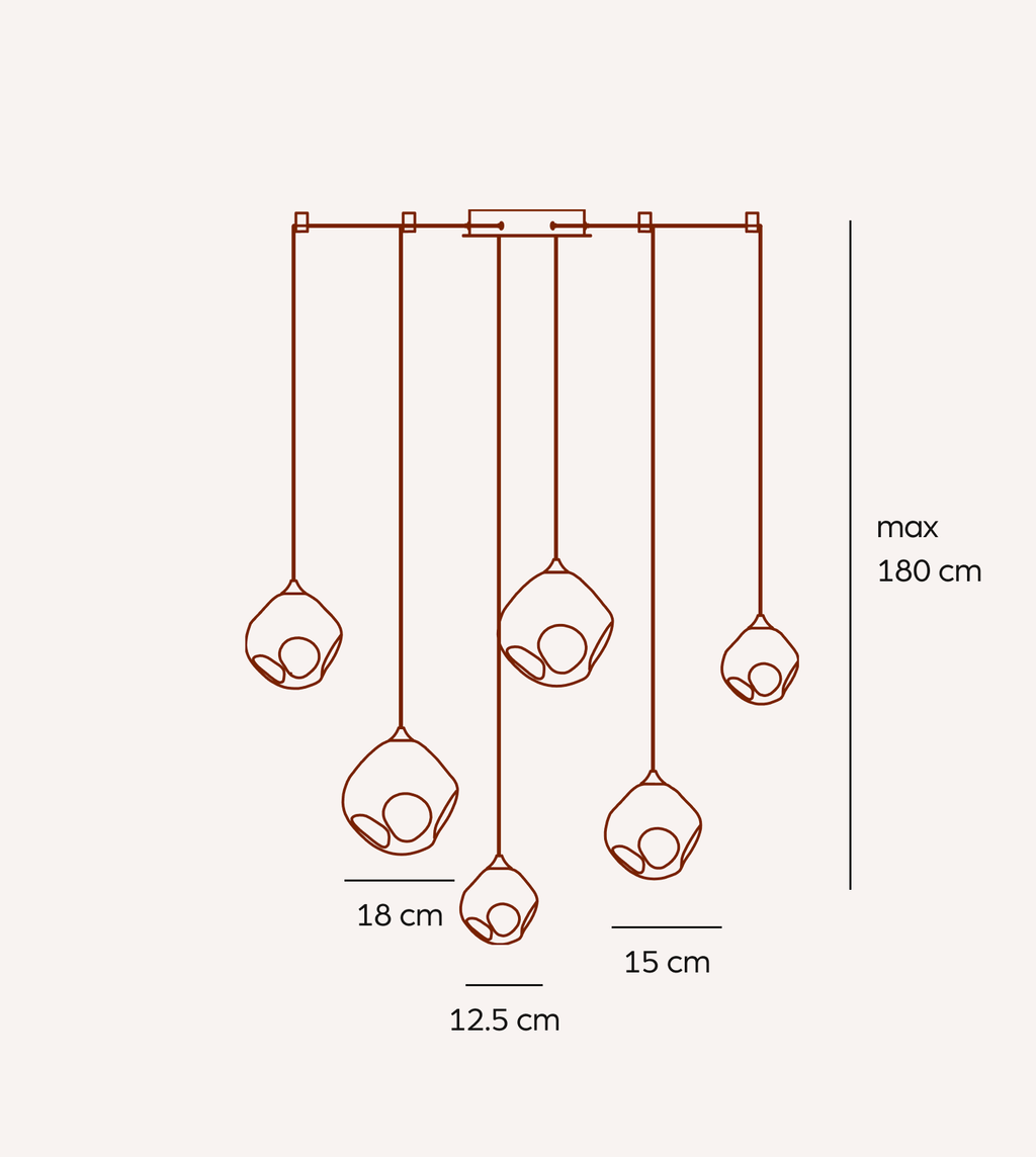 Wela LED Pendant Light | Mouth-Blown Glass, 6 Flames