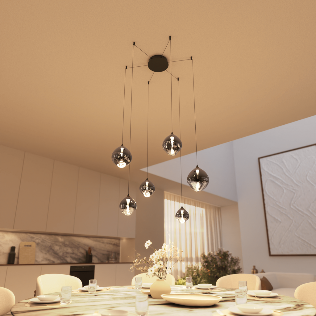 Wela LED Pendant Light | Mouth-Blown Glass, 6 Flames