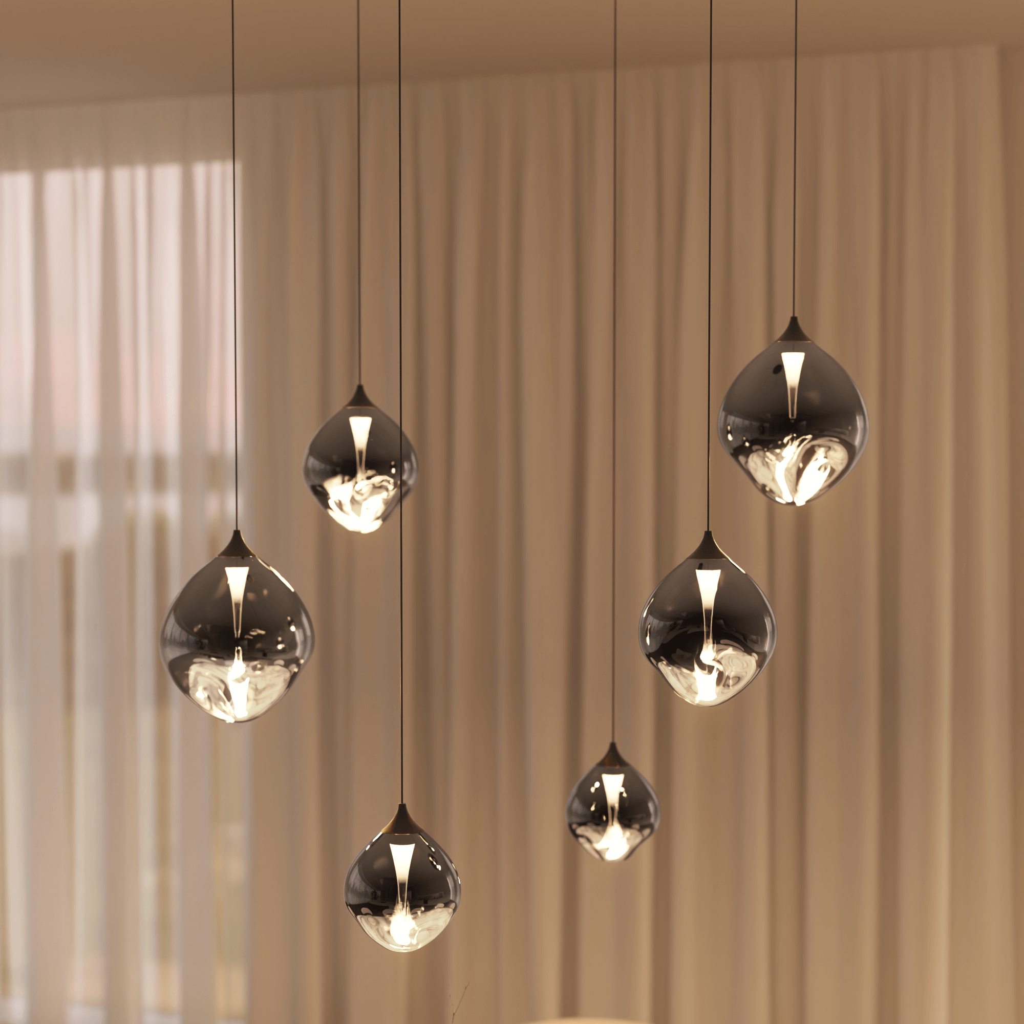 Wela LED Pendant Light | Mouth-Blown Glass, 6 Flames