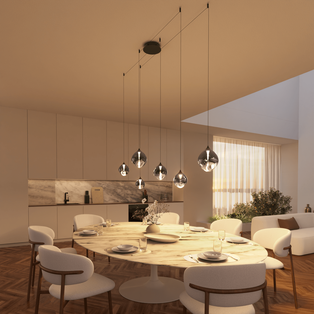 Wela LED Pendant Light | Mouth-Blown Glass, 6 Flames