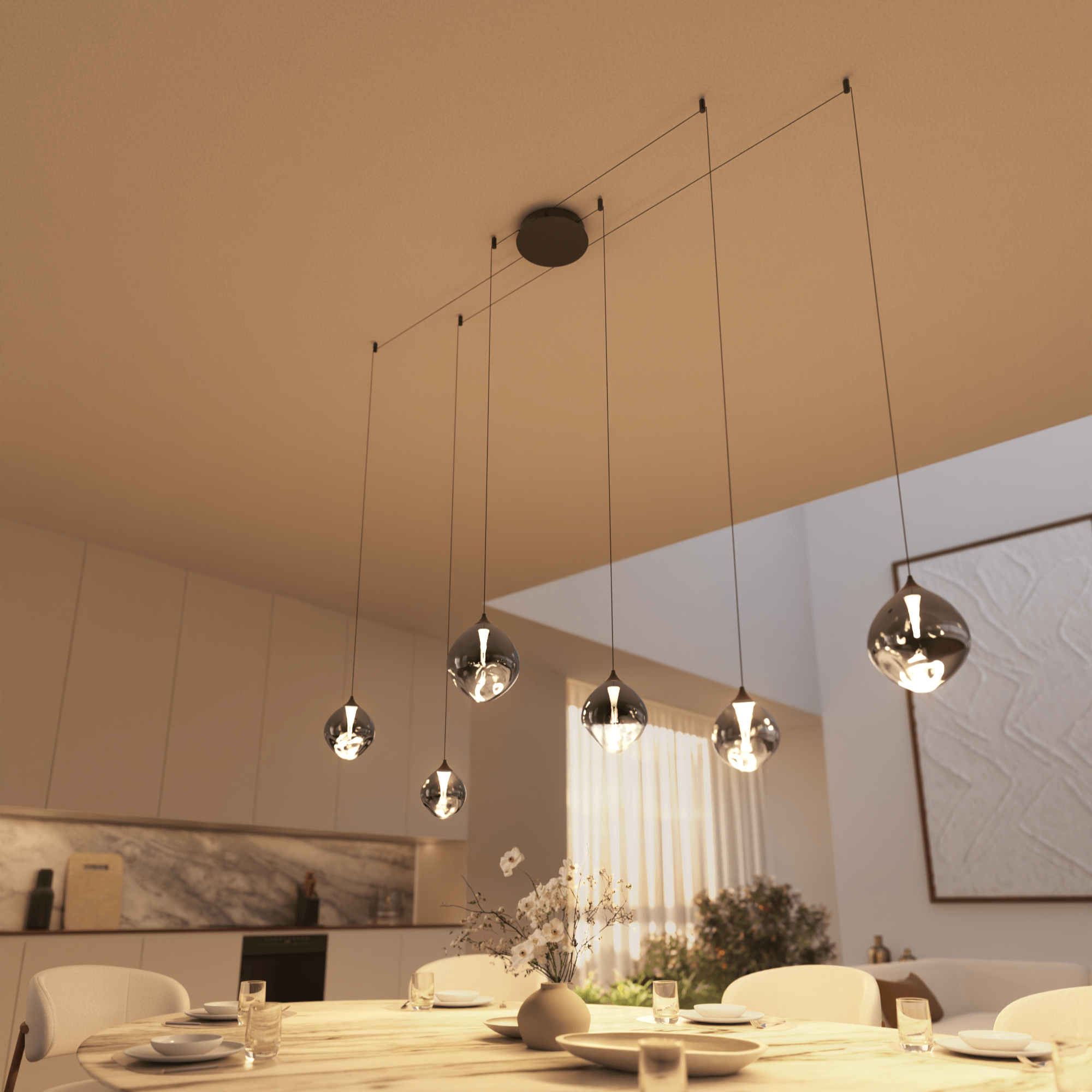 Wela LED Pendant Light | Mouth-Blown Glass, 6 Flames