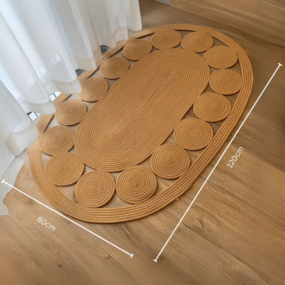 SonnenKreis: oval Boho doormat in spiral design – soft, non-slip & decorative for living room & hallway