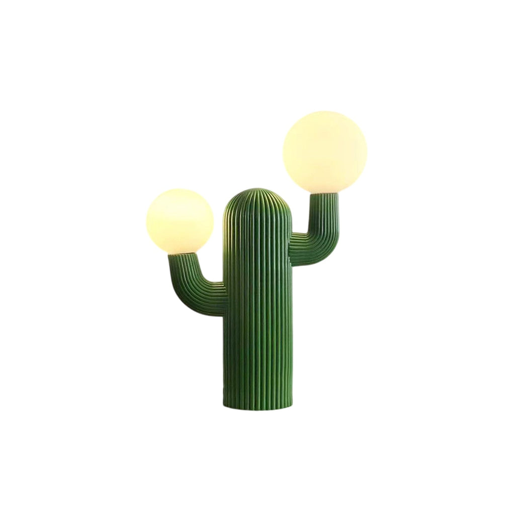 Fluted Cactus Table Lamp, Opal Glass Globes