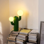 Fluted Cactus Table Lamp, Opal Glass Globes