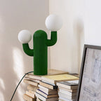 Fluted Cactus Table Lamp, Opal Glass Globes
