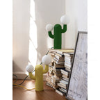 Fluted Cactus Table Lamp, Opal Glass Globes
