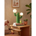 Fluted Cactus Table Lamp, Opal Glass Globes
