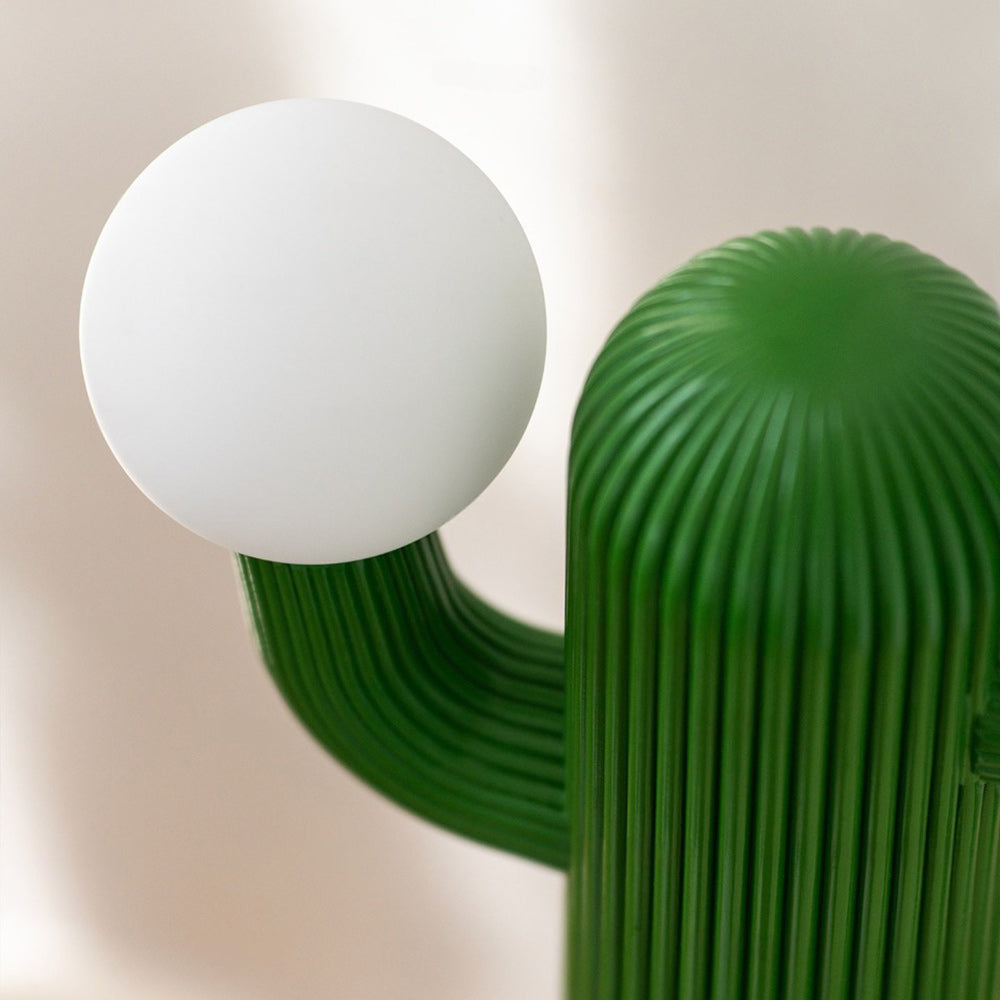 Fluted Cactus Table Lamp, Opal Glass Globes