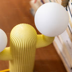 Fluted Cactus Table Lamp, Opal Glass Globes