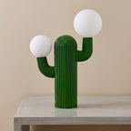 Fluted Cactus Table Lamp, Opal Glass Globes