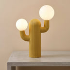 Fluted Cactus Table Lamp, Opal Glass Globes