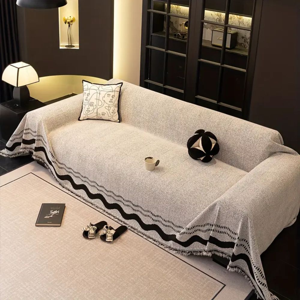 SoraLinie: Stylish Sofa Cover with Modern Line Design & Soft Quality – for Living & Seating Areas