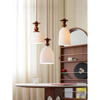 Fluted Ceramic Pendant Lamp, Wooden Neck