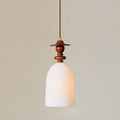 Fluted Ceramic Pendant Lamp, Wooden Neck