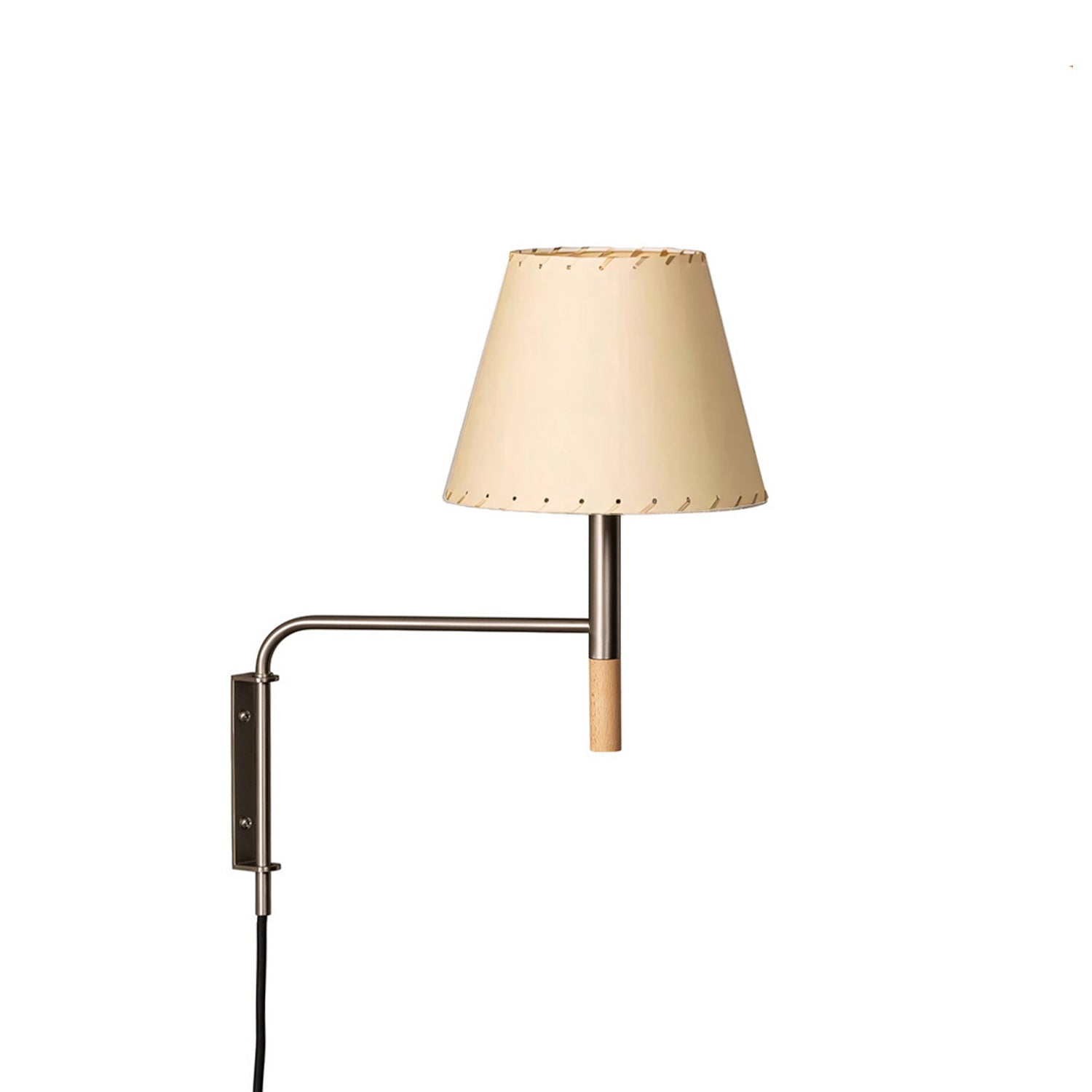 Plug-In Swing-Arm Wall Sconce, Steel & Wood