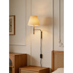 Plug-In Swing-Arm Wall Sconce, Steel & Wood