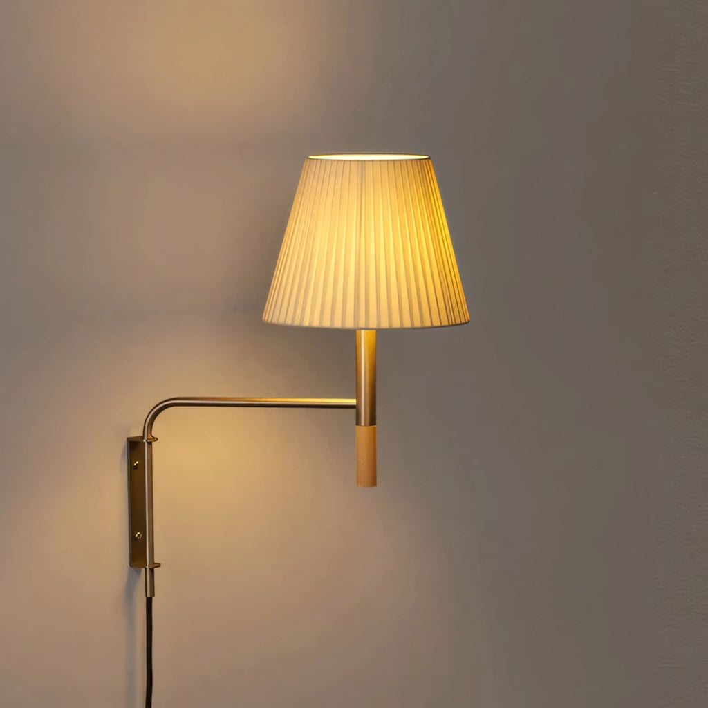 Plug-In Swing-Arm Wall Sconce, Steel & Wood