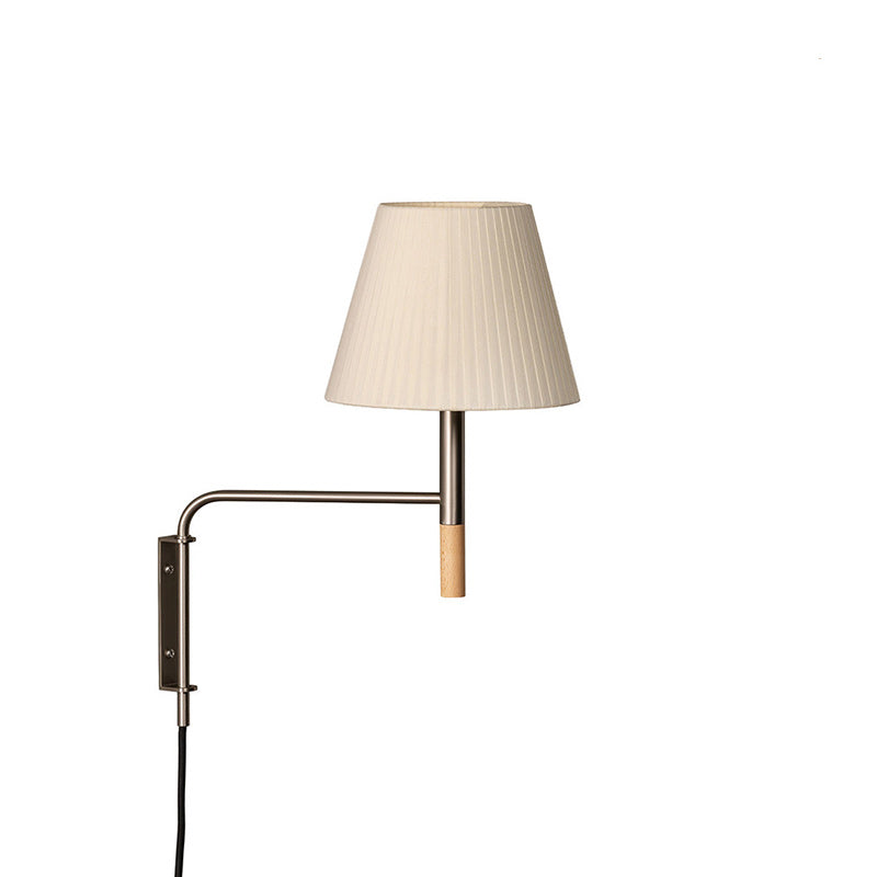 Plug-In Swing-Arm Wall Sconce, Steel & Wood