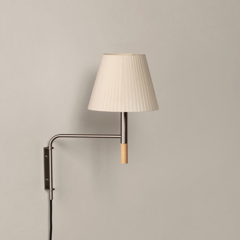 Plug-In Swing-Arm Wall Sconce, Steel & Wood