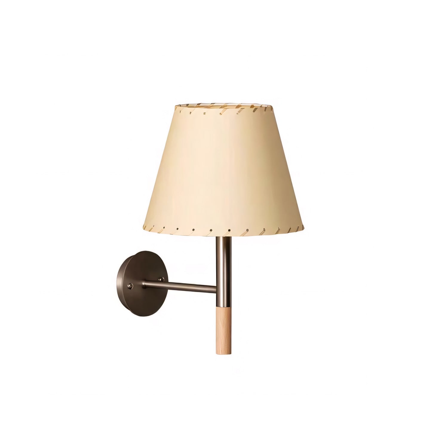 Tapered Wall Sconce, Steel Frame & Wood Accent