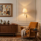 Tapered Wall Sconce, Steel Frame & Wood Accent