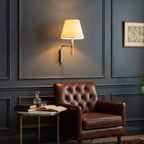 Tapered Wall Sconce, Steel Frame & Wood Accent