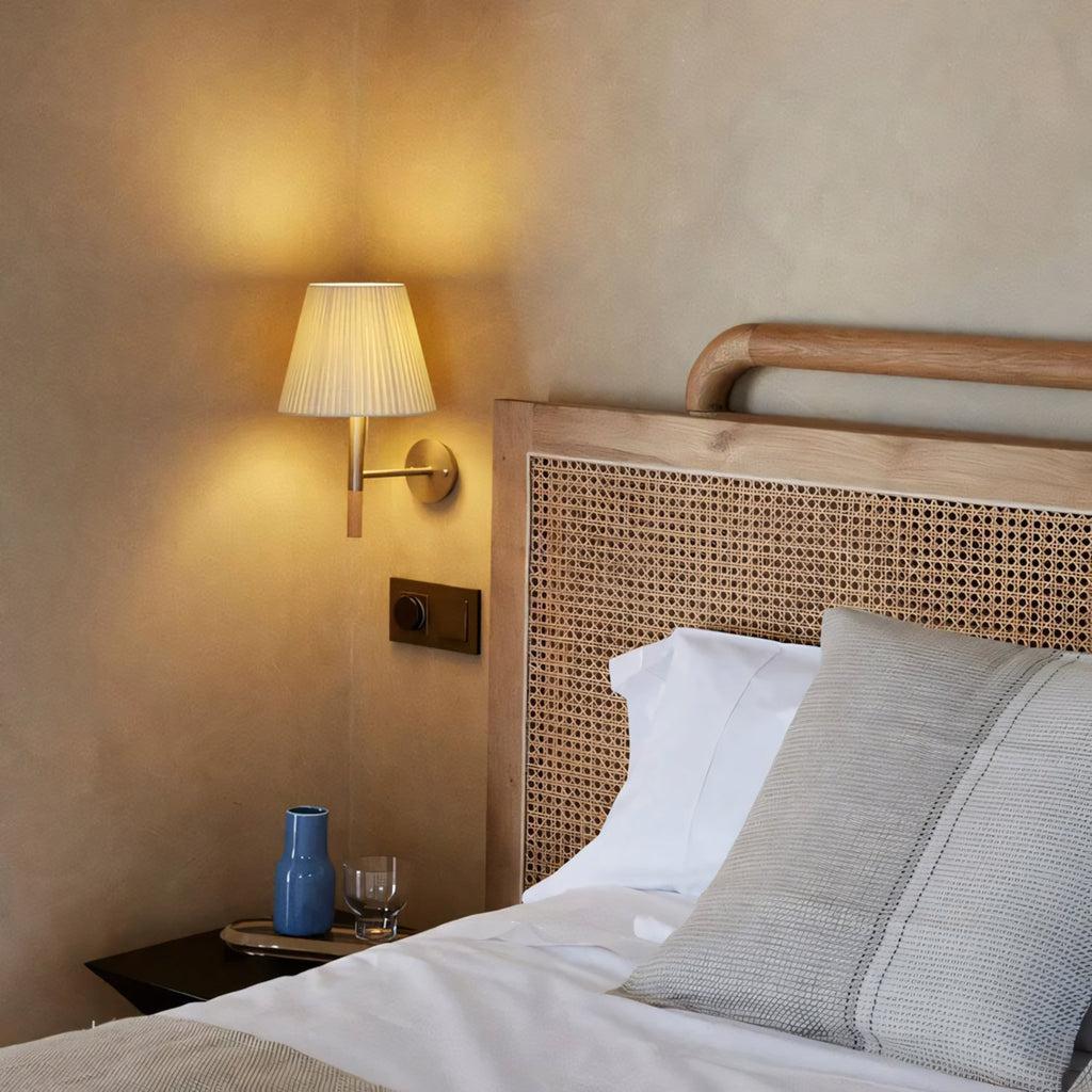 Tapered Wall Sconce, Steel Frame & Wood Accent
