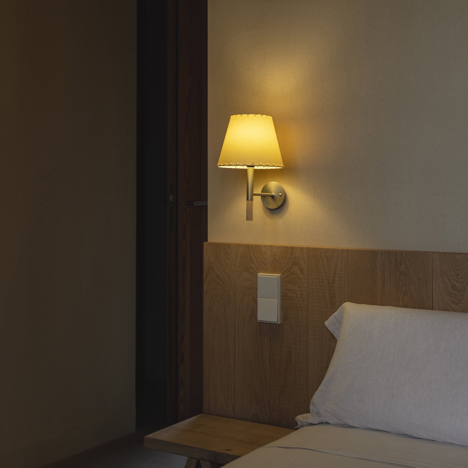 Tapered Wall Sconce, Steel Frame & Wood Accent