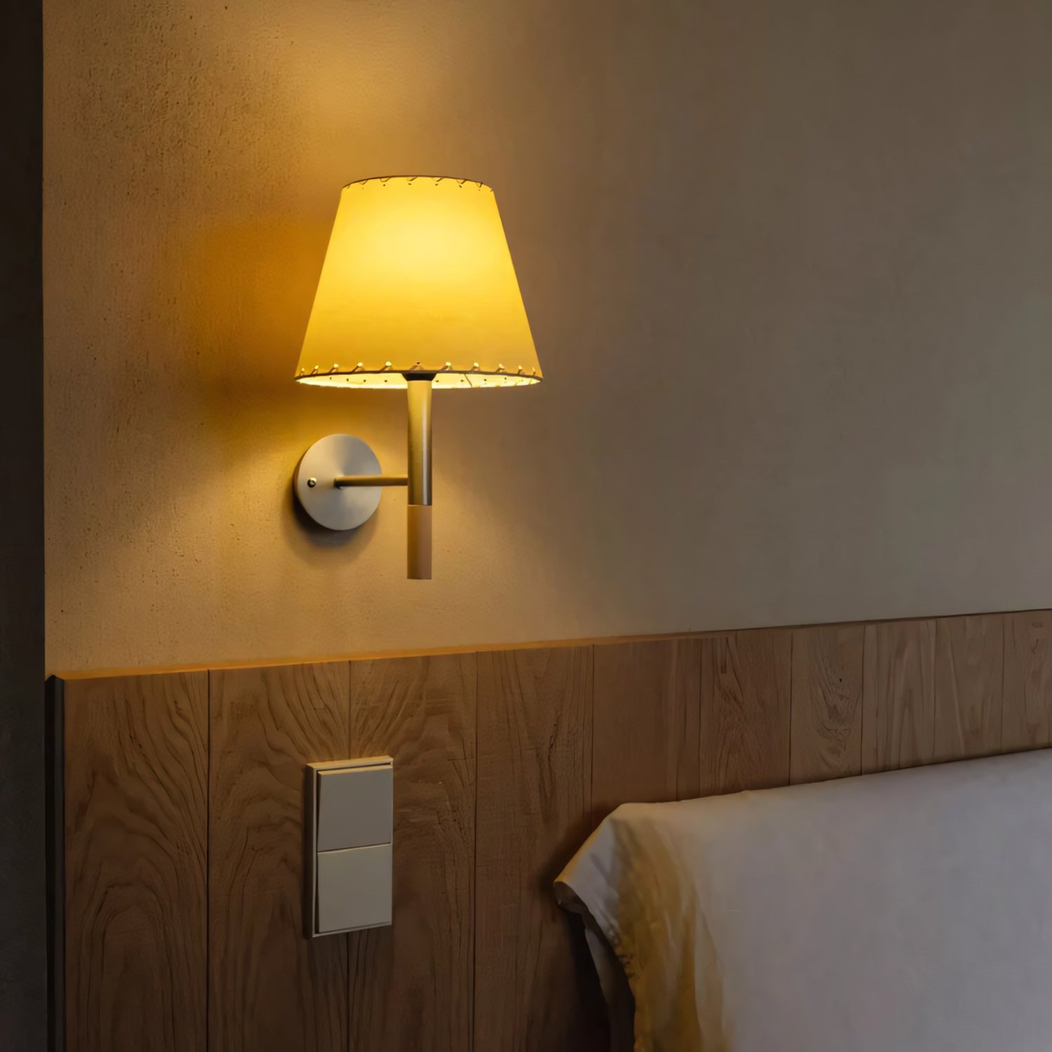 Tapered Wall Sconce, Steel Frame & Wood Accent