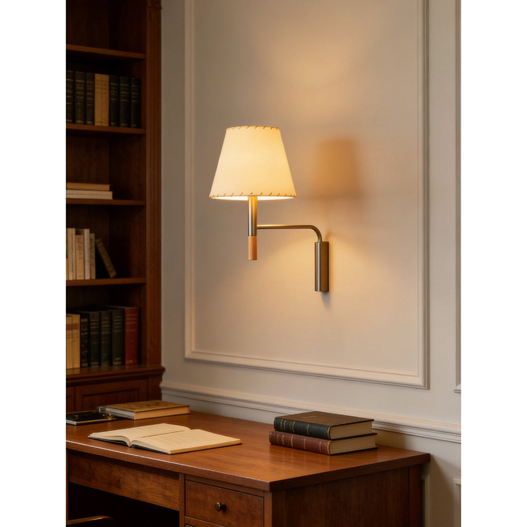 Tapered Wall Sconce, Steel Frame & Wood Accent