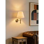 Tapered Wall Sconce, Steel Frame & Wood Accent