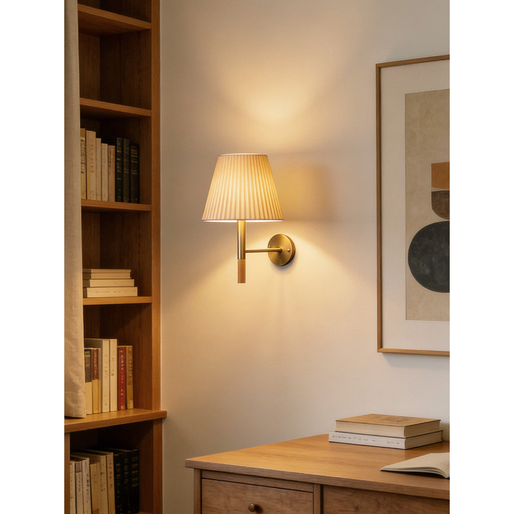 Tapered Wall Sconce, Steel Frame & Wood Accent