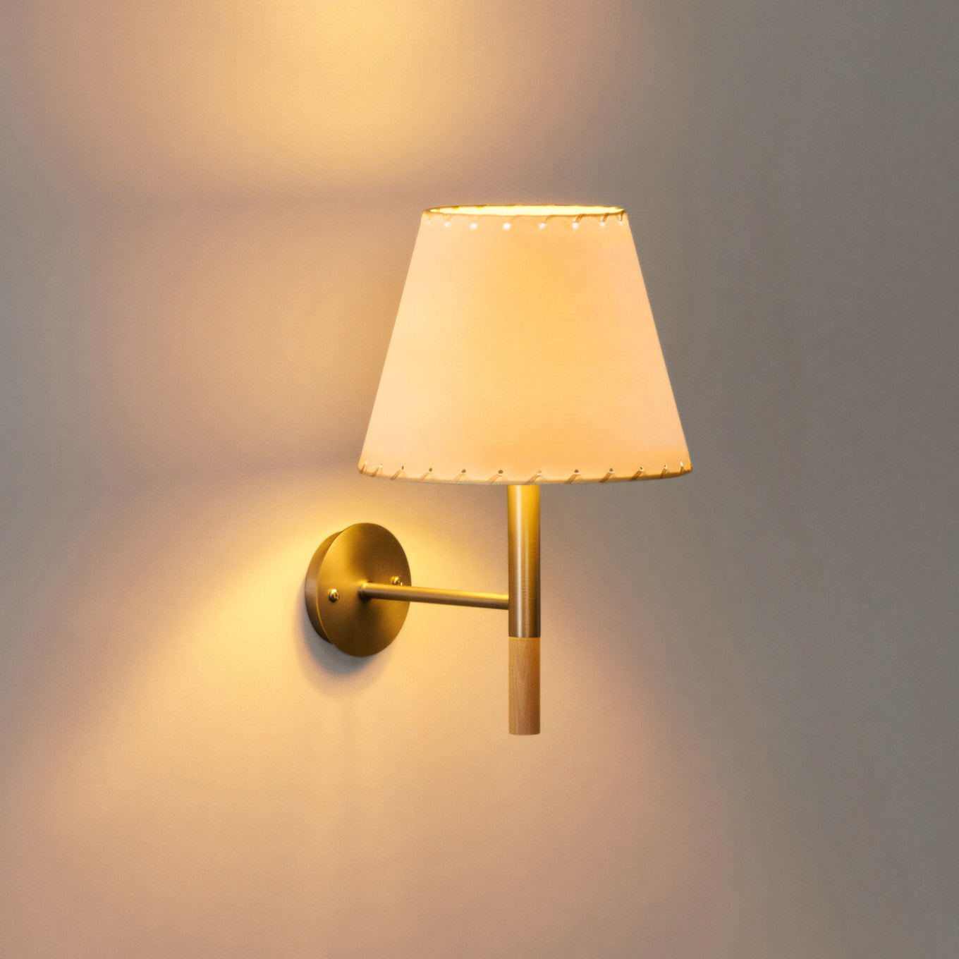 Tapered Wall Sconce, Steel Frame & Wood Accent