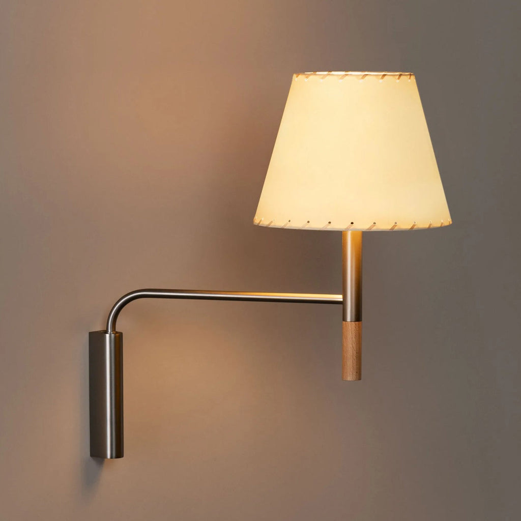 Tapered Wall Sconce, Steel Frame & Wood Accent