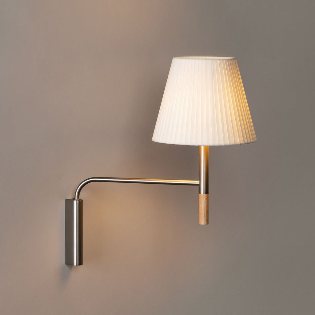 Tapered Wall Sconce, Steel Frame & Wood Accent