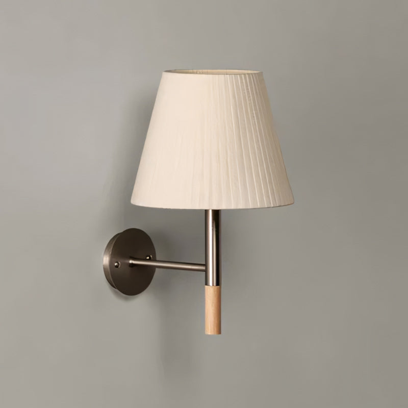 Tapered Wall Sconce, Steel Frame & Wood Accent