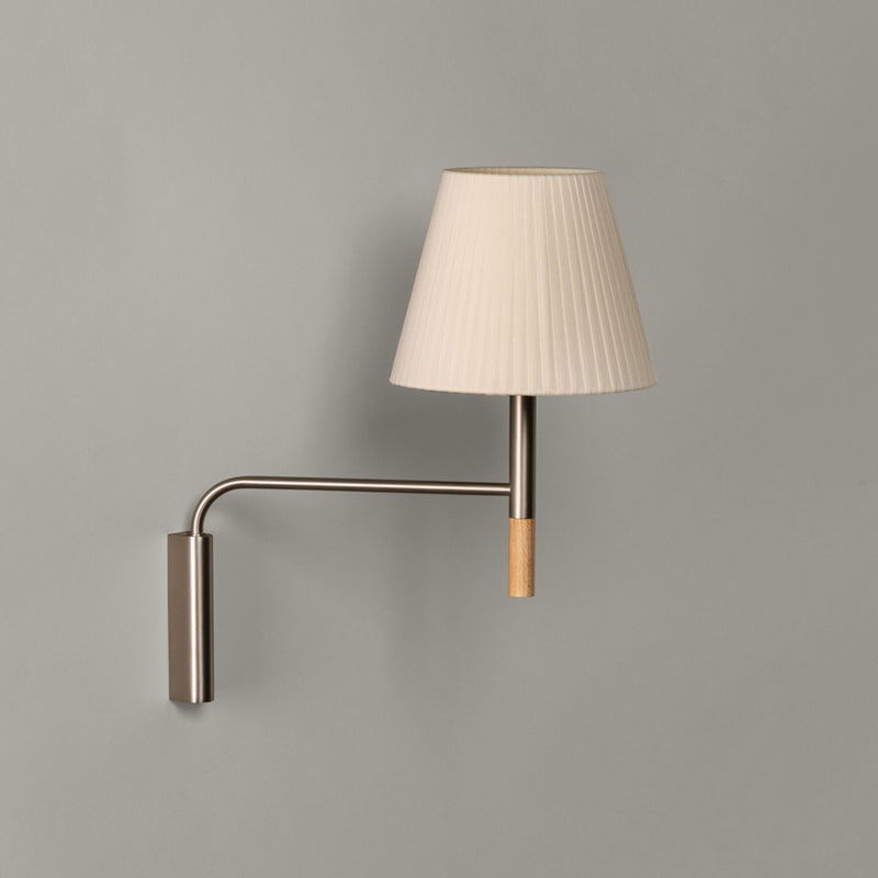 Tapered Wall Sconce, Steel Frame & Wood Accent