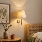 Tapered Wall Sconce, Steel Frame & Wood Accent